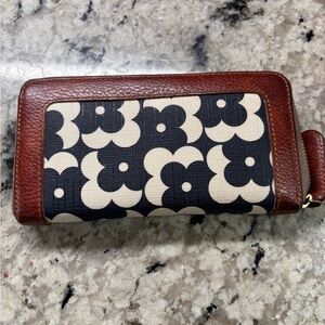 Orla Kiely Black and Cream Floral Wallet